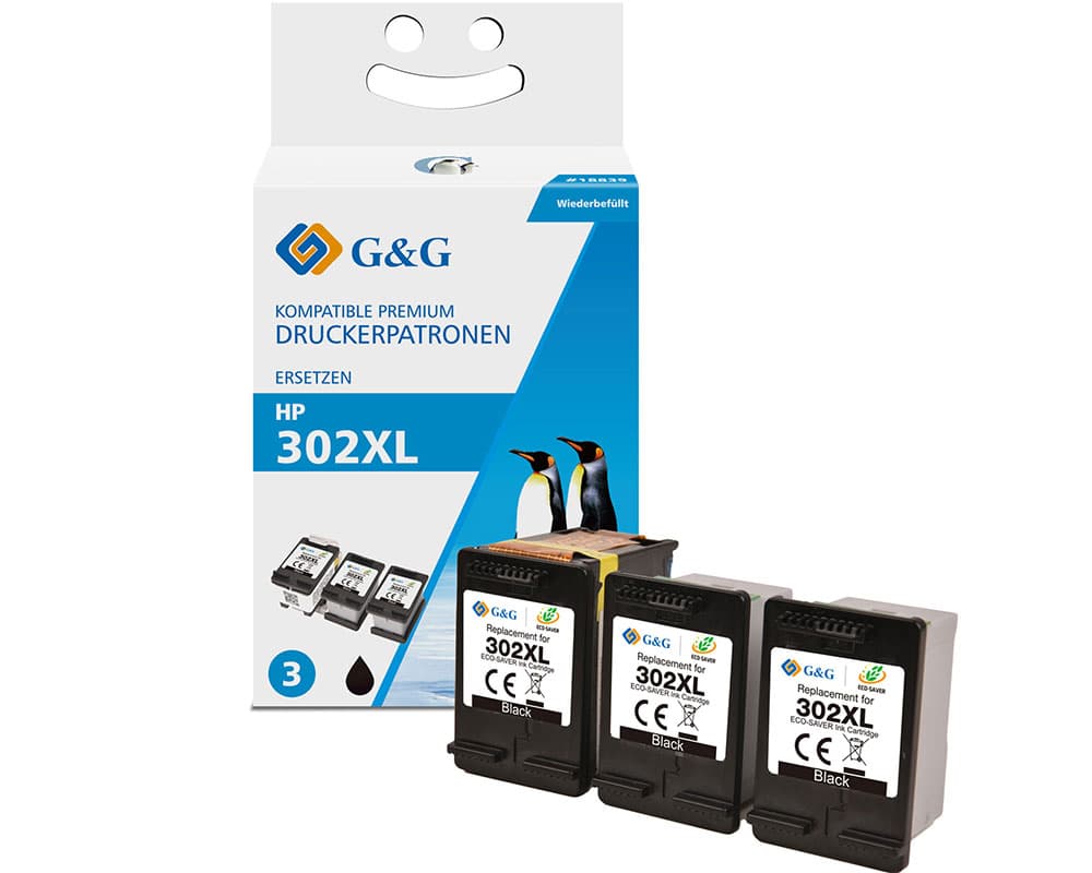 Cartus Premium G&G 3x HP 302XL Black (F6U68AE)