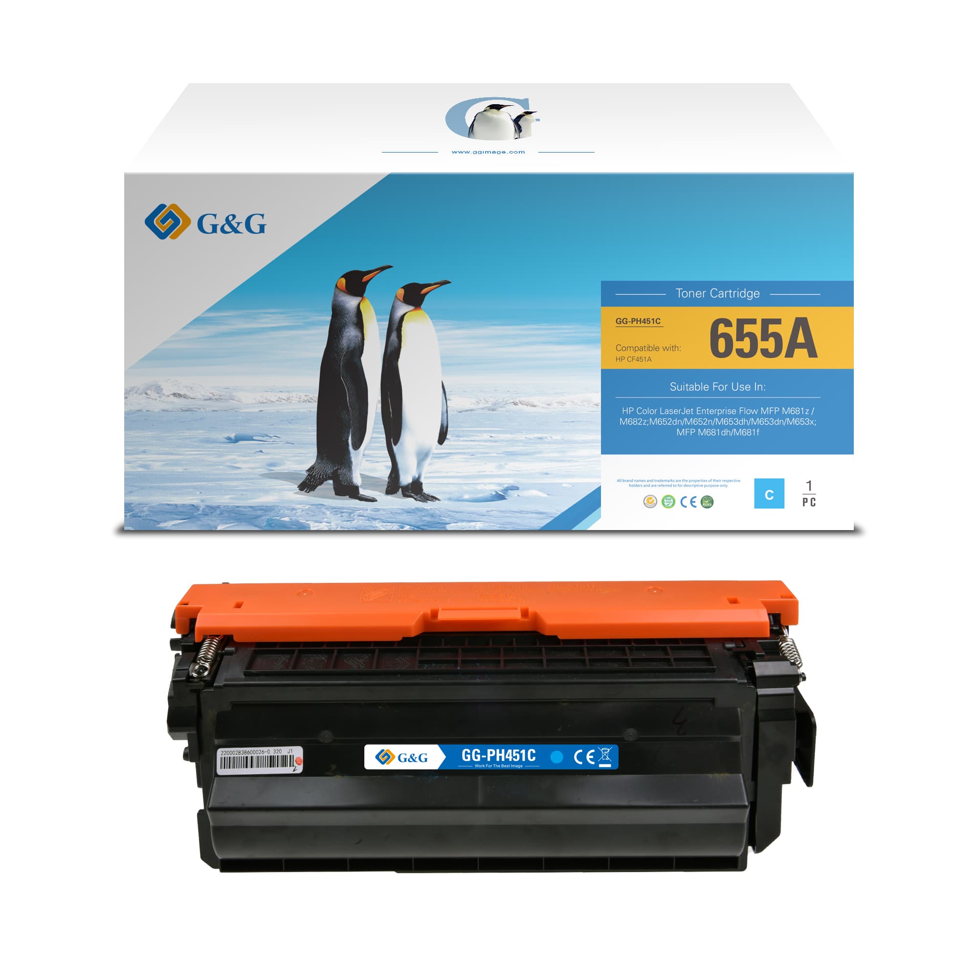 Toner Premium G&G (10.5K) HP 655A Cyan (CF451A)