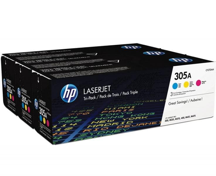 Set cartuse de toner HP 305A Cyan/ Magenta/ Yellow (CE411A, CMY)